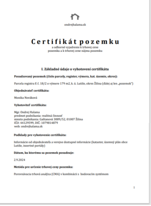 certifikát pozemku